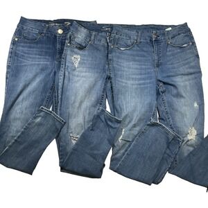 Lot Of 3 Seven Skinny Jeans Distressed and Regular Medium Wash Stretch Size 12